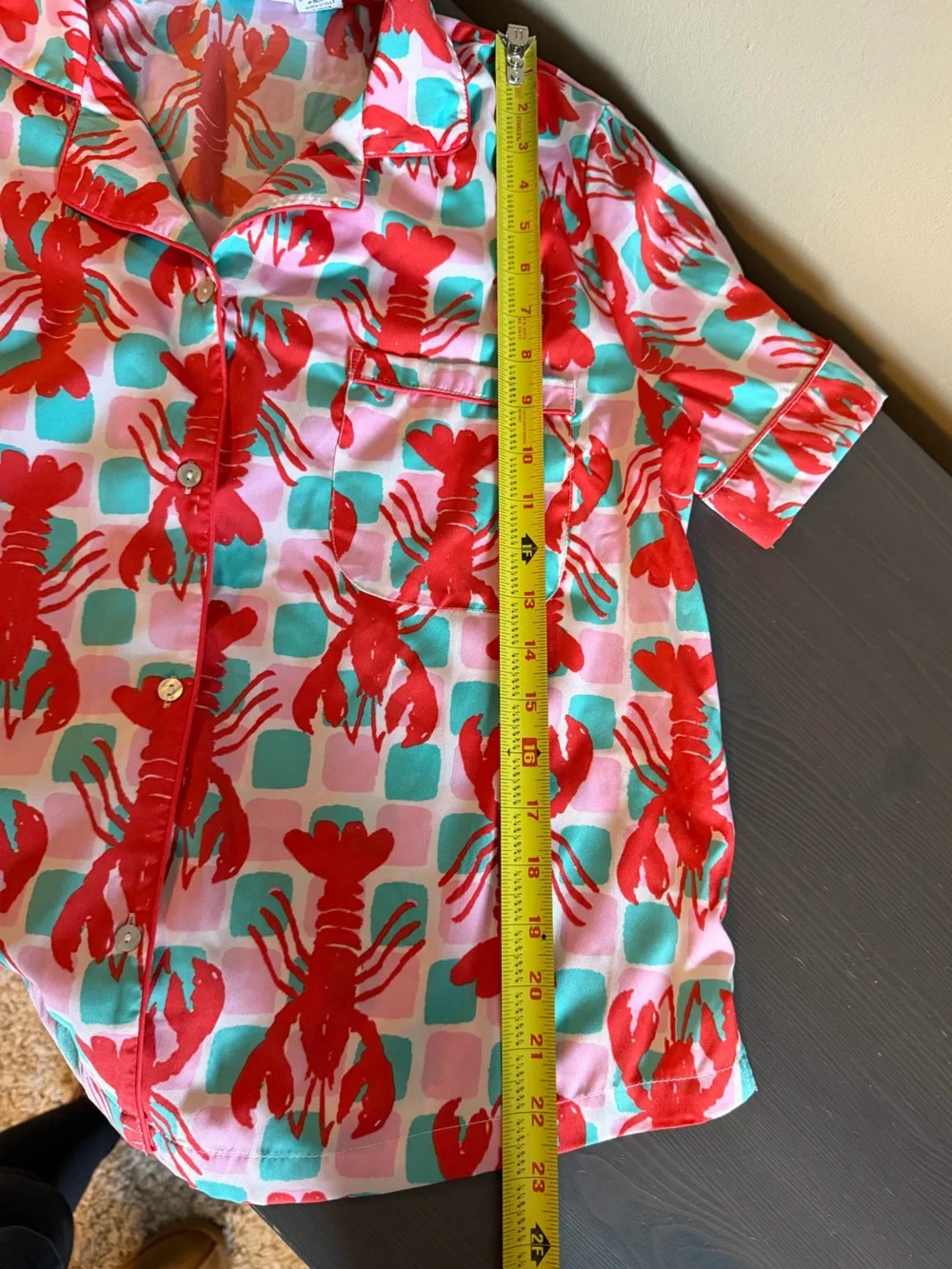 Bouffant’s and Broken Hearts Lobster Print Short Pajama Set
